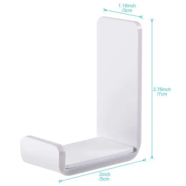 Alt view image 2 of 6 - 4 Pieces Headphone Hanger Headset Stand Holder Adhesive Wall Mount Headphone Hook for Desk Acrylic Gaming Earphones Hanger with Glues for Earphone Controller(White)