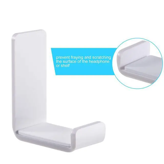 Alt view image 3 of 6 - 4 Pieces Headphone Hanger Headset Stand Holder Adhesive Wall Mount Headphone Hook for Desk Acrylic Gaming Earphones Hanger with Glues for Earphone Controller(White)