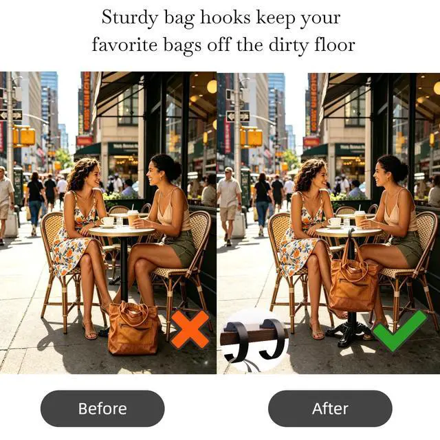 Alt view image 4 of 7 - Bag Hook Heavy Sturdy Purse Hook for Table & Holds 80 lbs Purse Holder for Table Portable Purse Hanger for Table 2pcs Black and Black