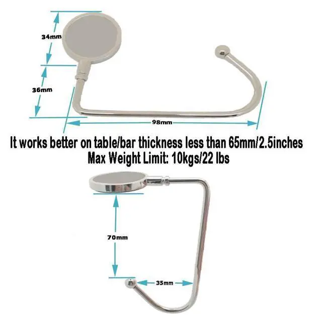 Alt view image 5 of 5 - Purse Hook Hanger for Table Bar Handbag Hanger Safer Cleaner Bag Table Hanger with Velvet Pouch (Peacock Feather)