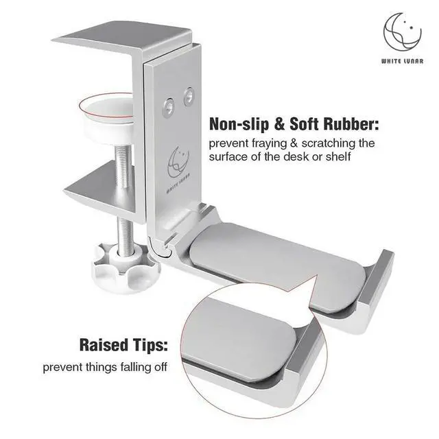 Alt view image 5 of 7 - Under Desk Headphone Hanger, Foldable Aluminum Headset Hook for Clean Desk Setup, Space Saving Clamp Mount for Gaming & Home Office