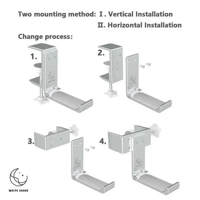 Alt view image 7 of 7 - Under Desk Headphone Hanger, Foldable Aluminum Headset Hook for Clean Desk Setup, Space Saving Clamp Mount for Gaming & Home Office