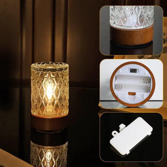 Alt view image 4 of 7 - Battery Operated Light with Timer,Adult Night Lights for Bedroom,Mini Lamp for Lndoor Use in Bathroom, Hallway,Glass Decorative Warm Light Lamp (Warm Light)