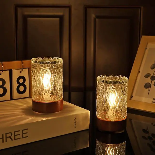 Alt view image 7 of 7 - Battery Operated Light with Timer,Adult Night Lights for Bedroom,Mini Lamp for Lndoor Use in Bathroom, Hallway,Glass Decorative Warm Light Lamp (Warm Light)