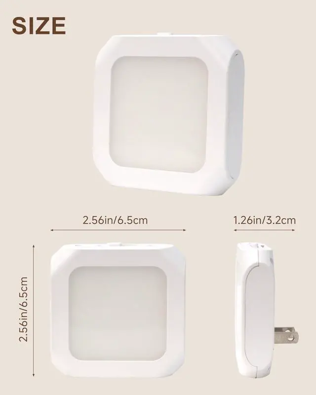 Alt view image 4 of 7 - Night Light Plug in 2 Pack - Bedroom for Kids Baby Nursery Adjustable Brightness - 3000K Warm Lights LED Dusk to Dawn Bathroom Hallway Lamp for Toilet
