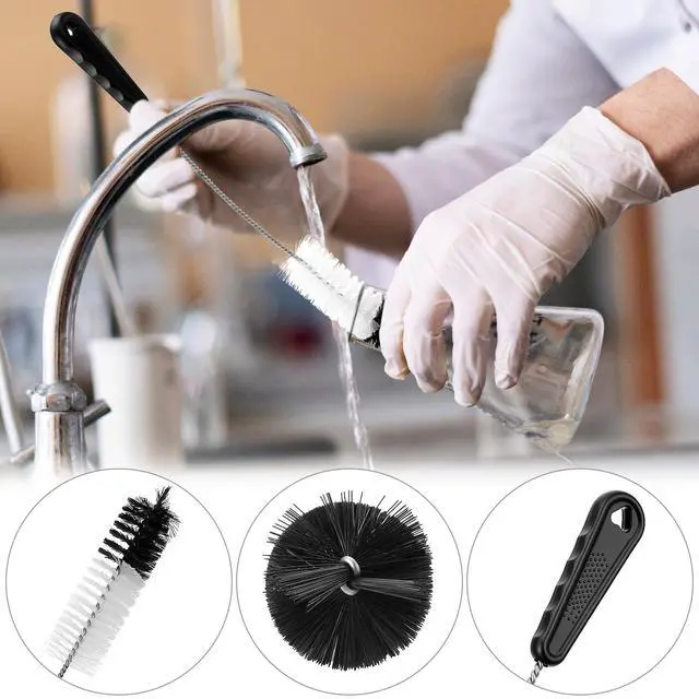Alt view image 3 of 7 - 12Pcs Tube Pipe Cleaner Kit, 15.75" Long Handle Brush, 5.25 Ft Flexible Dual-Head Cleaner & 10 Multi-Size Nylon Brushes for Narrow Neck Bottles, Curved Glass, Feeders