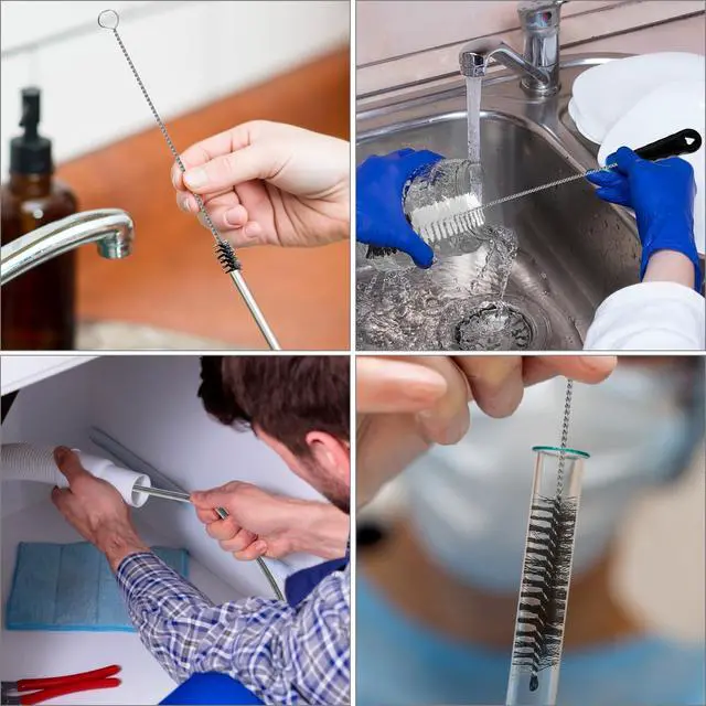 Alt view image 7 of 7 - 12Pcs Tube Pipe Cleaner Kit, 15.75" Long Handle Brush, 5.25 Ft Flexible Dual-Head Cleaner & 10 Multi-Size Nylon Brushes for Narrow Neck Bottles, Curved Glass, Feeders
