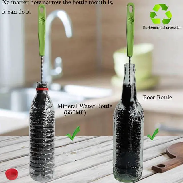 Alt view image 2 of 7 - 17 Inches Extra Long Handle Bottle Cleaning Brush for Narrow Neck Wine, Beer Bottle, Sport Bottles, Baby Bottles, deep Cups, Vase, Thermos, Glass, Pipes, Kitchen Sinks, Flask, and Hummingbird Feeders