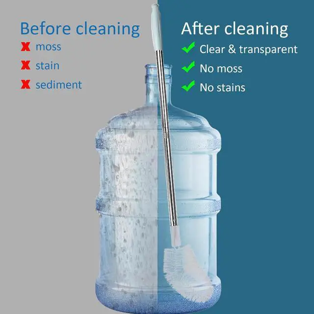 Alt view image 3 of 6 - 2 Pack 29.5" Bottle Brush Extra Long Stainless Steel Bottle Brushes Bendable Nylon Brush Durable 5-Gallon Water Bucket Cleaner Brushes 360° Scrubbing for Tanks, Barrels & Big Bottles (Opening > 1.7")