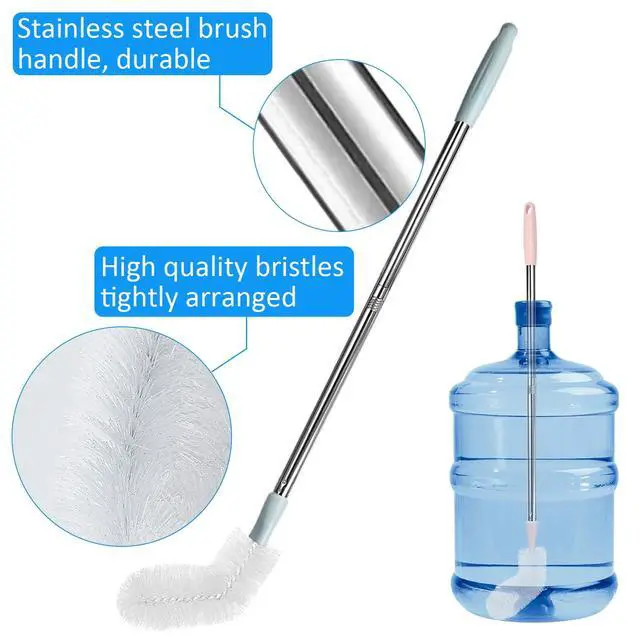 Alt view image 4 of 6 - 2 Pack 29.5" Bottle Brush Extra Long Stainless Steel Bottle Brushes Bendable Nylon Brush Durable 5-Gallon Water Bucket Cleaner Brushes 360° Scrubbing for Tanks, Barrels & Big Bottles (Opening > 1.7")