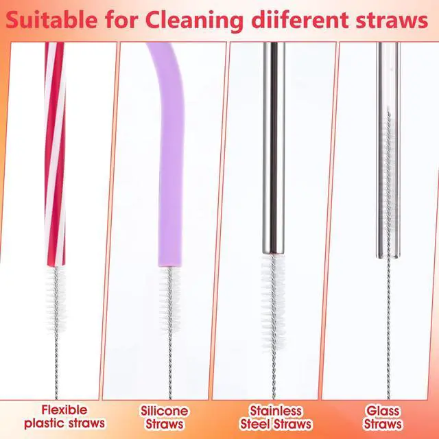 Alt view image 5 of 7 - 6 Pcs Straw Cleaner Brush Kit, 3 in 1 Cup Lid Cleaning Brush, 17cm Long Straw Cleaner, Tumbler Cup Straw Cleaner, 304 Stainless Steel & Nylon Bristles, Red Blue