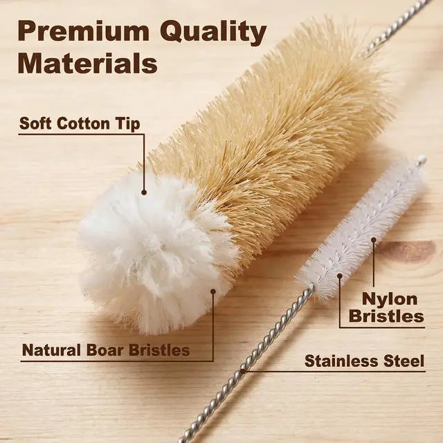 Alt view image 6 of 7 - Narrow Bottle Brush Set Small Bottle Brushes Thin Long Handle Bottle Brush