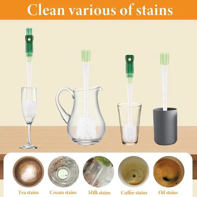 Alt view image 5 of 7 - 5 Pack Water Bottle Cleaner Brush Set for Hygiene Conscious People: 5 in 1 Removable Multifunctional Water Bottle Brush Cleaning Tools - Easily Cleans the Cup Mouth Lid Bottom and Straw