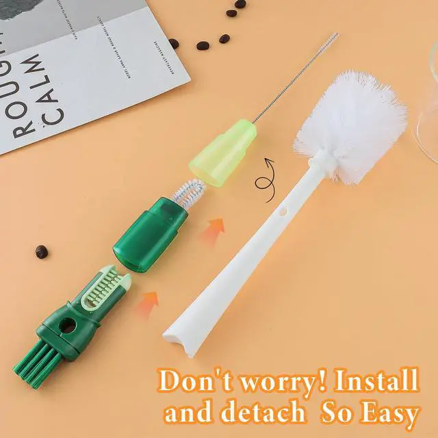 Alt view image 6 of 7 - 5 Pack Water Bottle Cleaner Brush Set for Hygiene Conscious People: 5 in 1 Removable Multifunctional Water Bottle Brush Cleaning Tools - Easily Cleans the Cup Mouth Lid Bottom and Straw