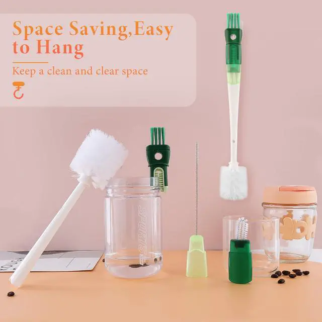 Alt view image 7 of 7 - 5 Pack Water Bottle Cleaner Brush Set for Hygiene Conscious People: 5 in 1 Removable Multifunctional Water Bottle Brush Cleaning Tools - Easily Cleans the Cup Mouth Lid Bottom and Straw