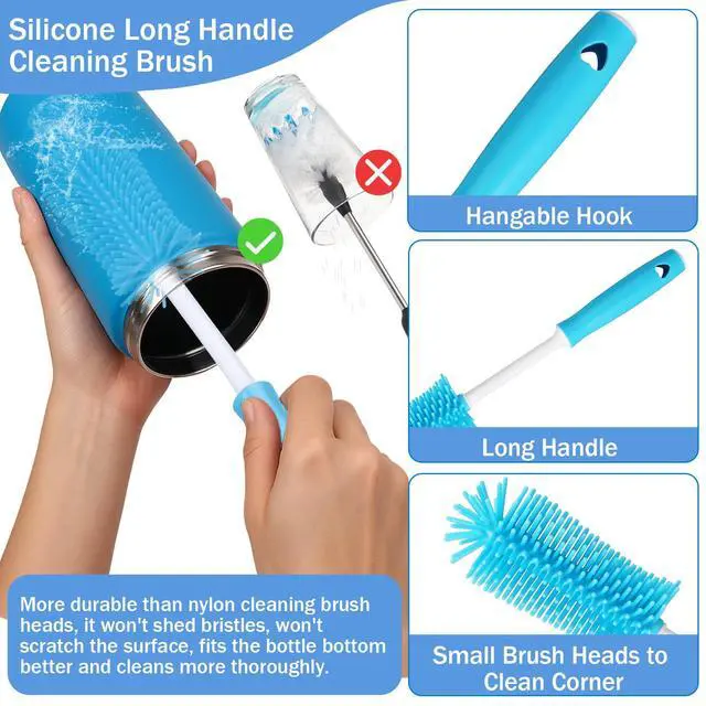 Alt view image 3 of 7 - 3 PCS Water Bottle Cleaner Brush Set for Zak 12 oz/15 oz,Multifunctional Bottle Brush and Long Straw Cleaner Brush,Cleaning Kit for Zak Tumbler Cup Accessories