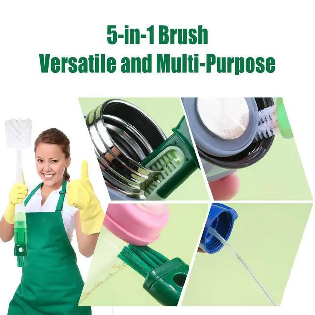 Alt view image 2 of 7 - Water Bottle Cleaner Brush,5-in-1 Bottle Scrubber Brush for Cleaning Bottles Set