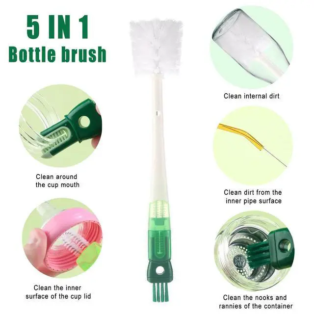 Alt view image 3 of 7 - Water Bottle Cleaner Brush,5-in-1 Bottle Scrubber Brush for Cleaning Bottles Set