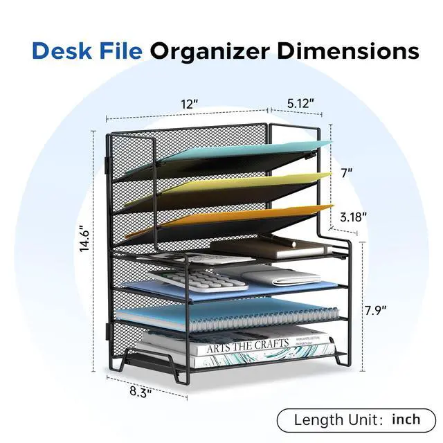 Alt view image 2 of 7 - 7 Tier Desk File Organizer with Letter Trays and File Holders Black