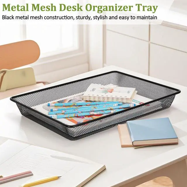 Alt view image 4 of 7 - Desk Metal Mesh Basket, Paper Letter Trays Organizer for Office Home
