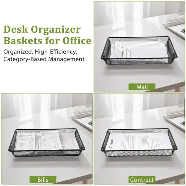 Alt view image 5 of 7 - Desk Metal Mesh Basket, Paper Letter Trays Organizer for Office Home