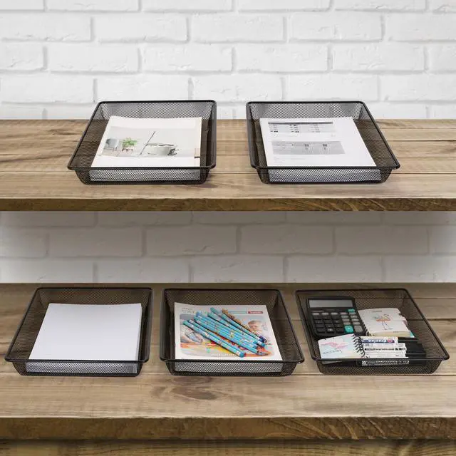 Alt view image 7 of 7 - Desk Metal Mesh Basket, Paper Letter Trays Organizer for Office Home