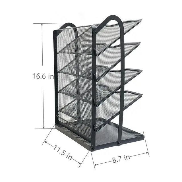 Alt view image 3 of 7 - 5 Tier Mesh Desk Organizer Letter Tray-Angled File Holder,Black