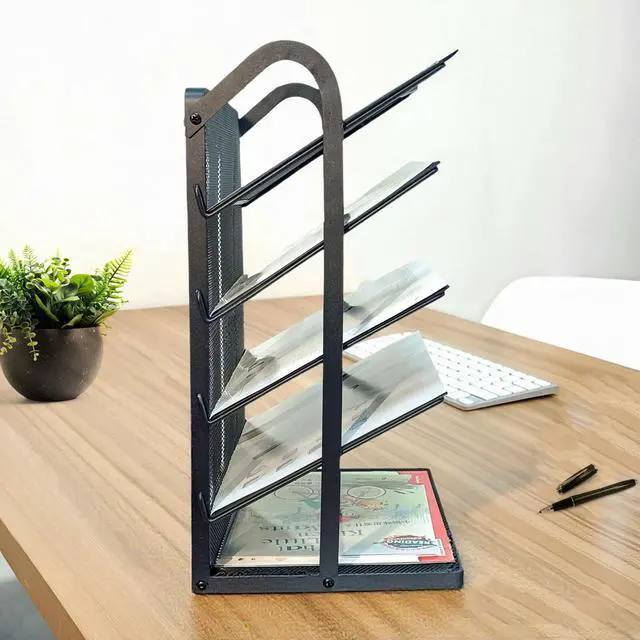 Alt view image 6 of 7 - 5 Tier Mesh Desk Organizer Letter Tray-Angled File Holder,Black