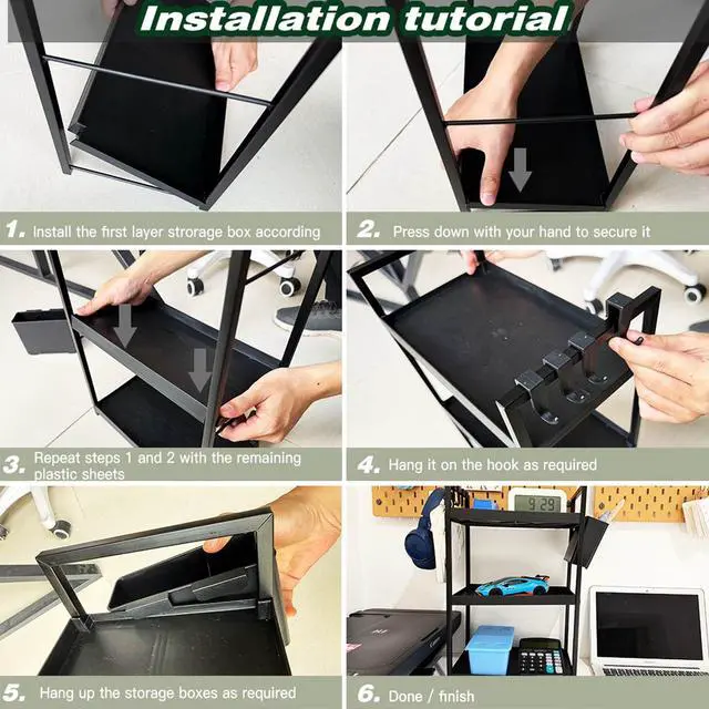Alt view image 6 of 7 - Desk Shelf Organizer, 3 Tier Office Desktop Storage Rack, Multifunctional Paper and Letter Tray Holder, Small Tabletop Shelf or Dresser for Books, Plants & Accessories,Display Shelf for Office, Home