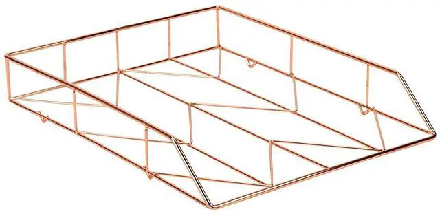 Main image of Desktop Letter Tray, Rose Gold Wire Metal - 855U03-12