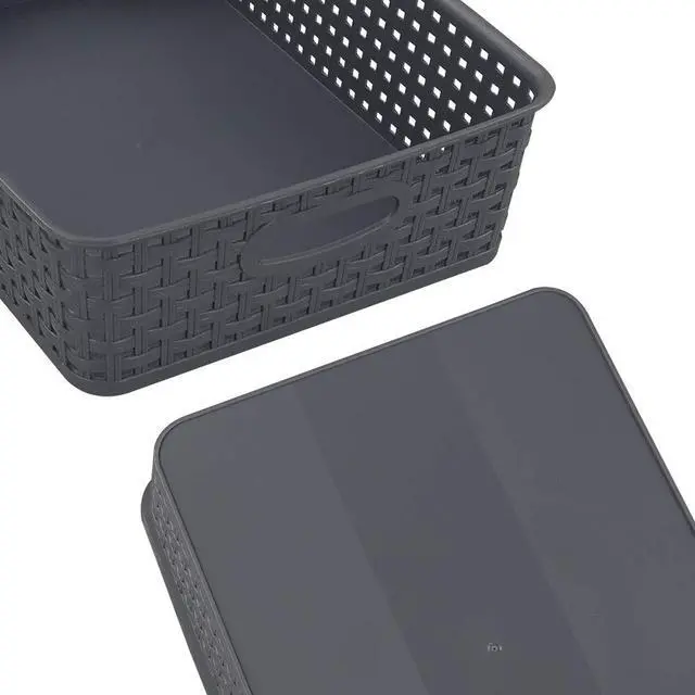 Alt view image 5 of 7 - A4 Paper Plastic Storage Basket Tray, 5 Packs, Grey Desktop Organizing Baskets