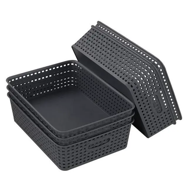Alt view image 6 of 7 - A4 Paper Plastic Storage Basket Tray, 5 Packs, Grey Desktop Organizing Baskets