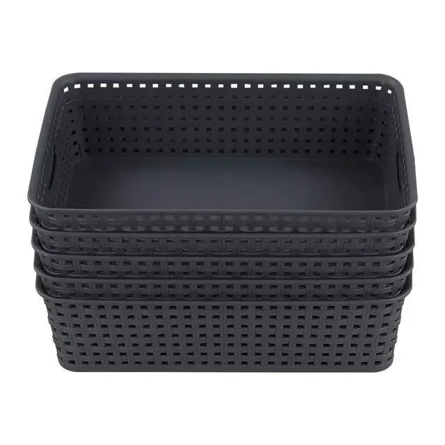 Alt view image 7 of 7 - A4 Paper Plastic Storage Basket Tray, 5 Packs, Grey Desktop Organizing Baskets