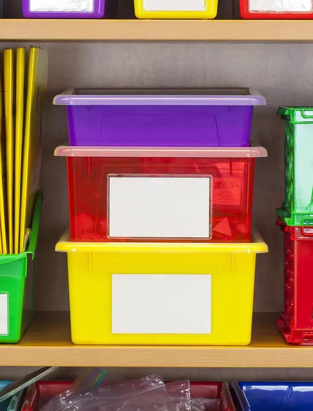 Alt view image 2 of 7 - Letter Size Flat Storage Tray Organizer Bin for Classroom, Office and Home, Assorted Colors, 5-Pack (62514E05C)