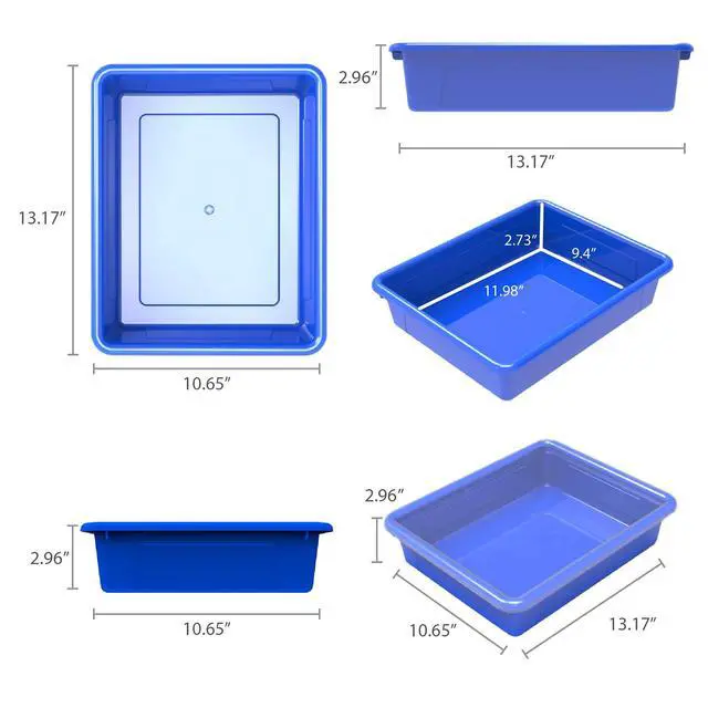 Alt view image 7 of 7 - Letter Size Flat Storage Tray Organizer Bin for Classroom, Office and Home, Assorted Colors, 5-Pack (62514E05C)