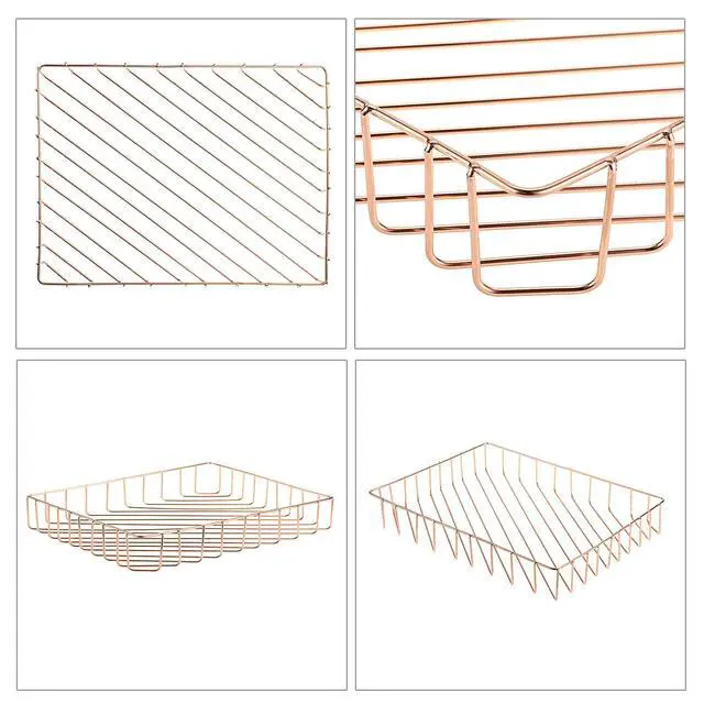 Alt view image 6 of 7 - Multipurpose A4 File Tray Wire Desk Tray Organizer Elegant Letter Size Desk Documents Trays Magazine Files Storage Basket Organizer Bin for Office Cosmetics Bathroom(Rose Gold)
