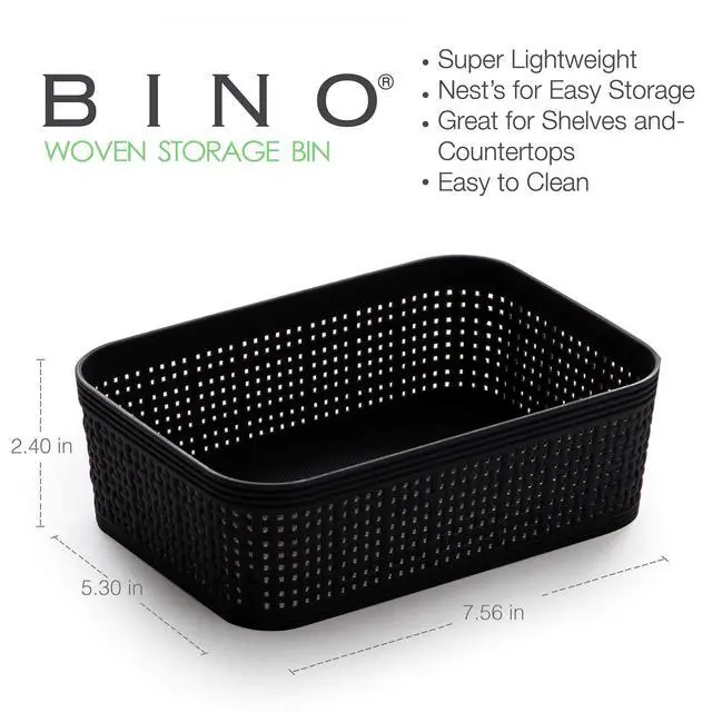 Alt view image 2 of 4 - | Woven Plastic Basket | XS (Black), 5-Pack | THE JUTE COLLECTION | Home Organization, Space - Saving Storage, Stylish Design | Jute Basket | Plastic Storage Basket