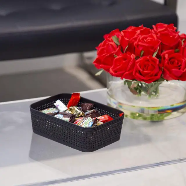 Alt view image 4 of 4 - | Woven Plastic Basket | XS (Black), 5-Pack | THE JUTE COLLECTION | Home Organization, Space - Saving Storage, Stylish Design | Jute Basket | Plastic Storage Basket