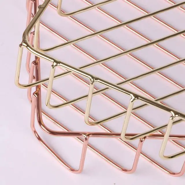 Alt view image 5 of 7 - Paper Organizer for Desk Metal Paper Tray Large Capacity Letter Tray File Holder Mail Inbox Storage Organizer Basket for Office Classroom Desktop,12.5" x 9.4" x 1.9",Gold