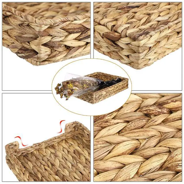 Alt view image 5 of 7 - Multipurpose A4 File Tray Natural Water Hyacinth Desk Tray Organizer Woven Letter Size Desk Documents Trays Magazine Files Storage Basket Organizer Bin for Office Cosmetics Bathroom