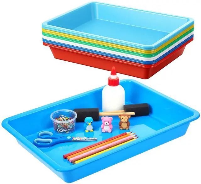 Main image of 12 PCS Plastic Paper Trays for Classroom, Plastic Art Trays 10.8"×8.3"×1.6"