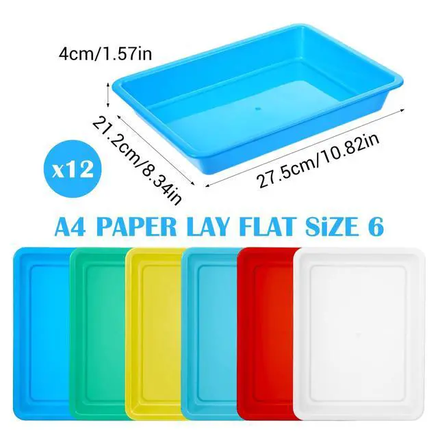 Alt view image 2 of 7 - 12 PCS Plastic Paper Trays for Classroom, Plastic Art Trays 10.8"×8.3"×1.6"