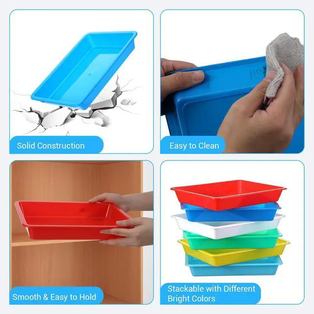 Alt view image 3 of 7 - 12 PCS Plastic Paper Trays for Classroom, Plastic Art Trays 10.8"×8.3"×1.6"