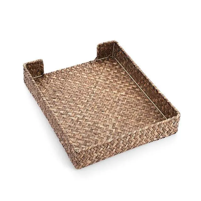 Alt view image 5 of 6 - Multipurpose A4 File Tray Natural Seagrass Desk Tray Organizer Woven Letter Size Desk Documents Trays Magazine Files Storage Basket Organizer Bin for Office Cosmetics Bathroom, Coffee