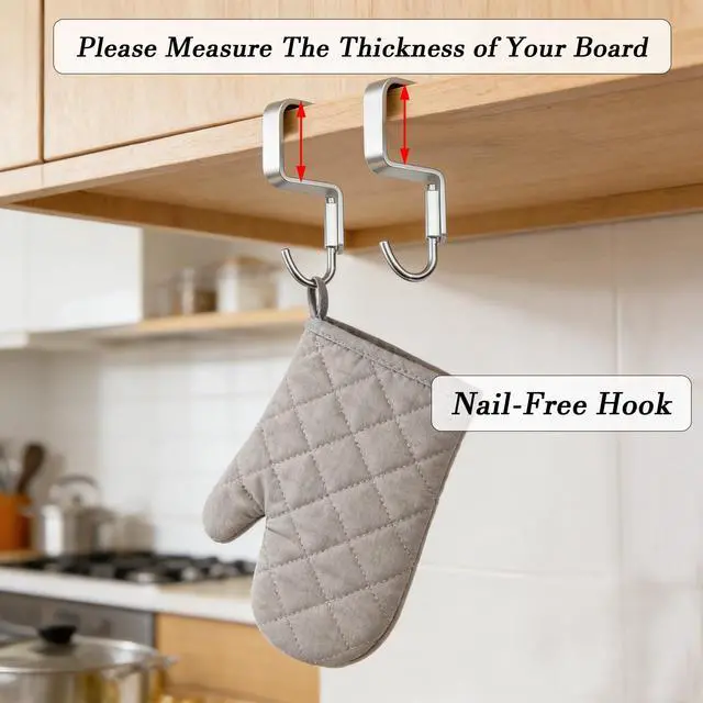 Alt view image 6 of 7 - 2 Pcs Desk Hook, Student Desktop Nail-Free Hook, Under Table Hook for Schoolbag, Space Aluminium Alloy, Hanger Hooks for Bag Purse Clothes Backpack Holder, Suitable for 2.5 cm/0.98" Thick Plate