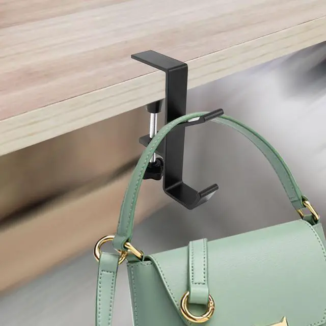 Alt view image 7 of 7 - Desk Mount Bag Holder Hook Clamp-On Backpack Hanger Portable Desk Mount Headphones Holder Reduce Desk Clutter for Table Desk, Under Counter (Black)