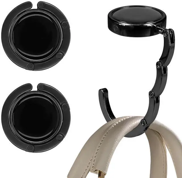 Main image of Purse Hook for Table - Set of 2 Purse Holder - Folding Handbag Hanger - Portable Bag Holder - Bag Hooks for Desk - Table Hook Black