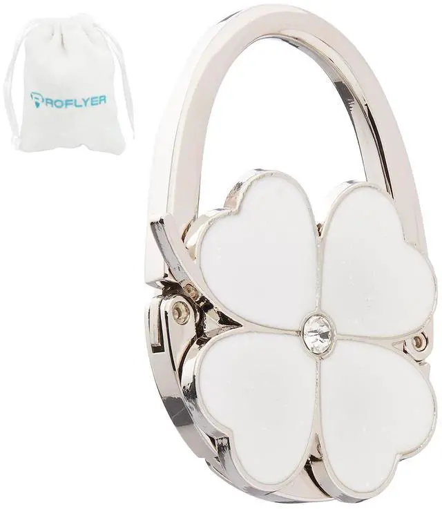 Main image of Clover Design Foldable Handbag Hanger Folding Purse Table Hook Holder(White)