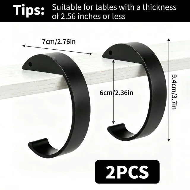 Alt view image 2 of 7 - Purse Hook for Table-2PCS Heavy Duty Bag Hangers for Desk,High-Strength Alloy Materials Purse Holder for Desk,Bags, Umbrellas, Keys, Cups,Headphone(C Shape)