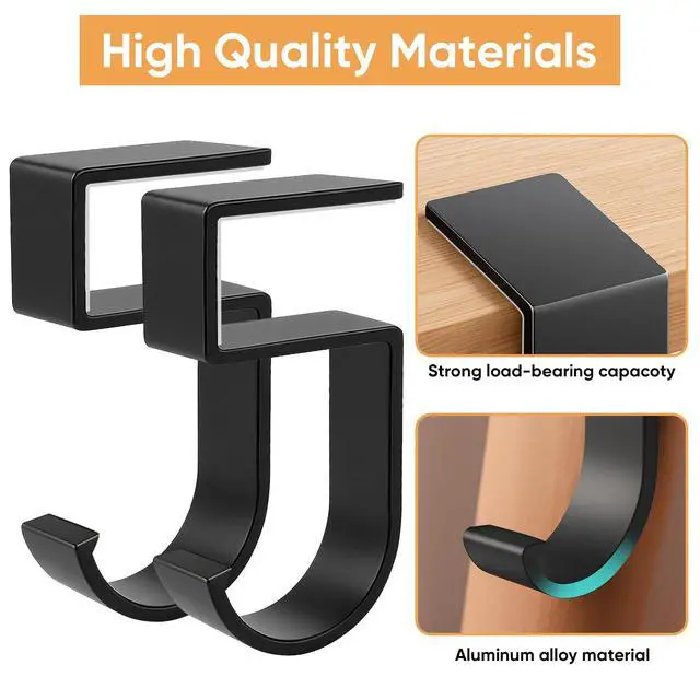 Alt view image 3 of 7 - Durable Alloy Purse Hook for Table: 2-Pack Heavy Duty Holder for Desk with Non-Slip Pad - 22 lbs Max Load Portable Hanger for Restaurants Office Desks Bars & Cafes - Hanging Umbrellas Keys Headphone
